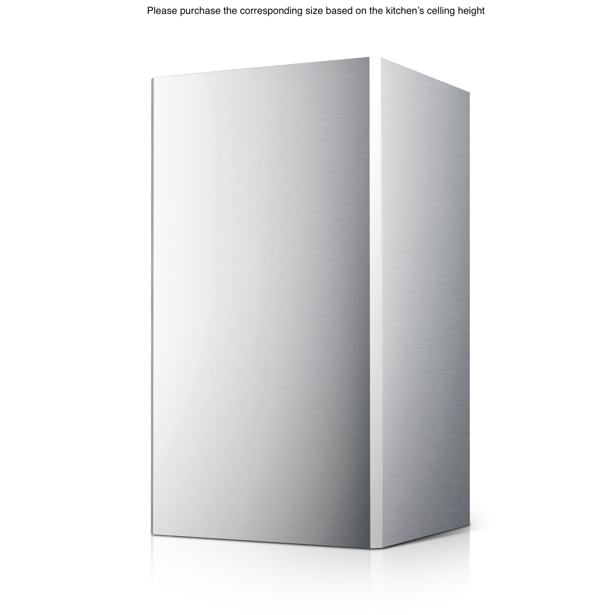 Stainless steel decorative ceiling cover for Fotile EMS9018, brushed finish, angled 3D view.