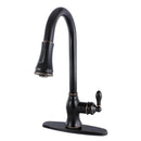 Kingston Brass Gourmetier American Classic Single-Handle Pull-Down Kitchen Faucet, Naples Bronze (GSY7776ACL)