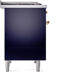 ILVE Nostalgie II 40-Inch Dual Fuel Freestanding Range in Midnight Blue with Brass Trim (UPD40FNMPMBGLP)