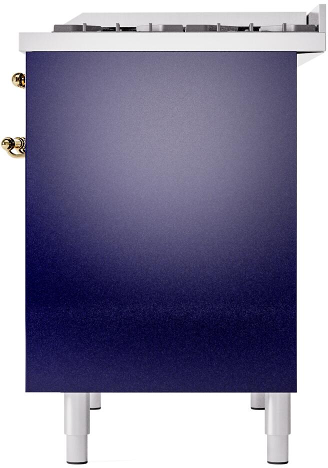 ILVE Nostalgie II 40-Inch Dual Fuel Freestanding Range in Midnight Blue with Brass Trim (UPD40FNMPMBG)