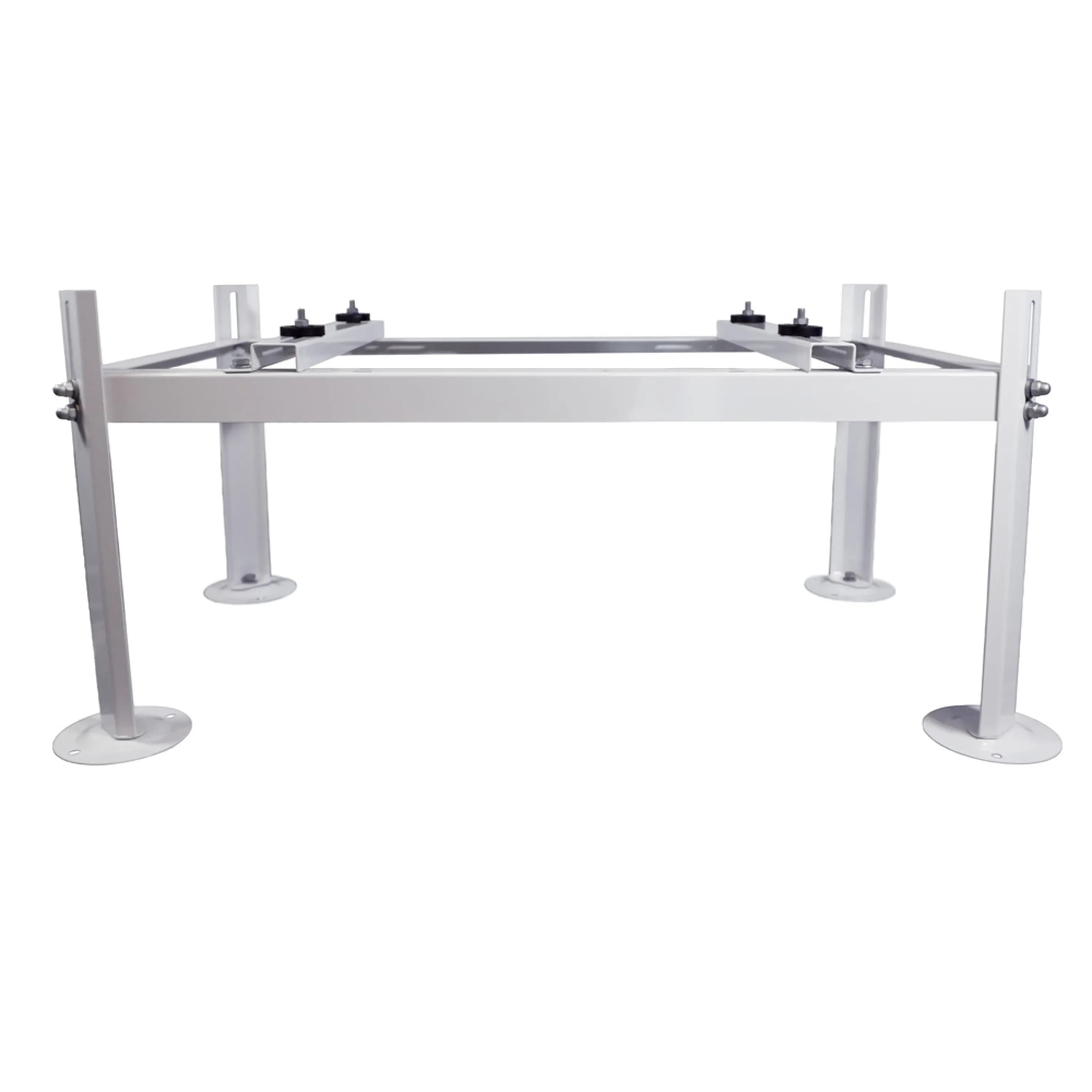 White metal AC condenser side discharge weld bracket with four leveling legs