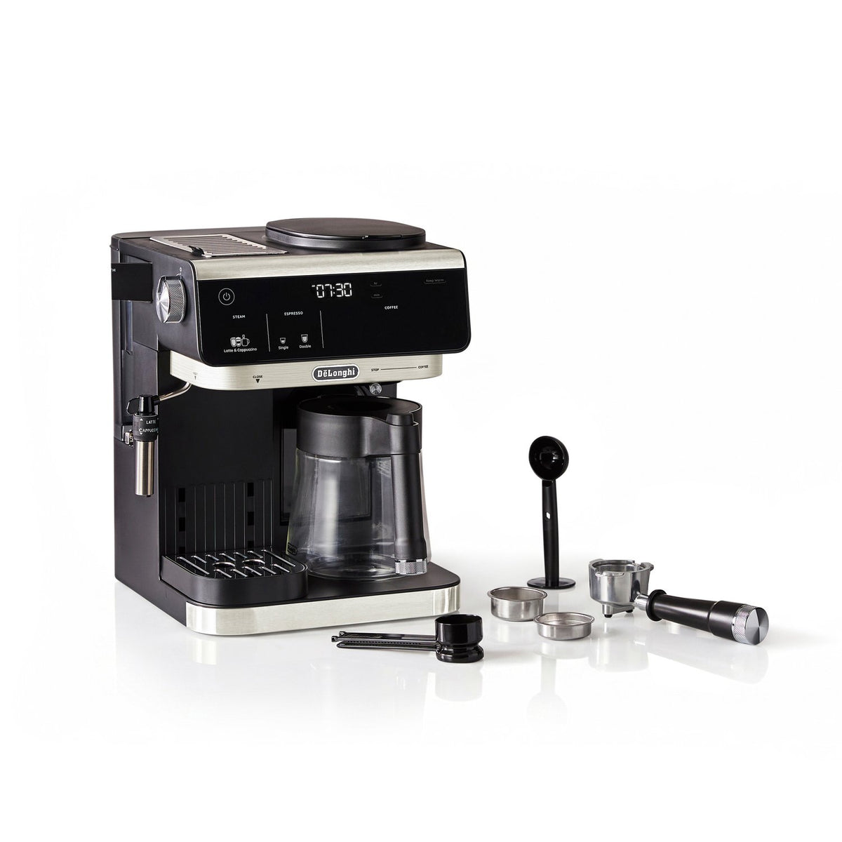 De'Longhi All-in-One Combination Coffee and Espresso Machine with Manual Steam Wand in Black (COM630BK) - image 1