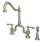 Kingston Brass English Country Bridge Kitchen Faucet with Brass Side Sprayer, Brushed Nickel (KS7758ALBS)