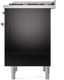 ILVE Nostalgie II 36-Inch Freestanding Natural Gas Dual Fuel Range in Glossy Black with Chrome Trim (UP36FNMPBKC)