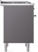 ILVE Nostalgie II 36-Inch Freestanding Natural Gas Dual Fuel Range in Matte Graphite with Chrome Trim (UP36FNMPMGC)