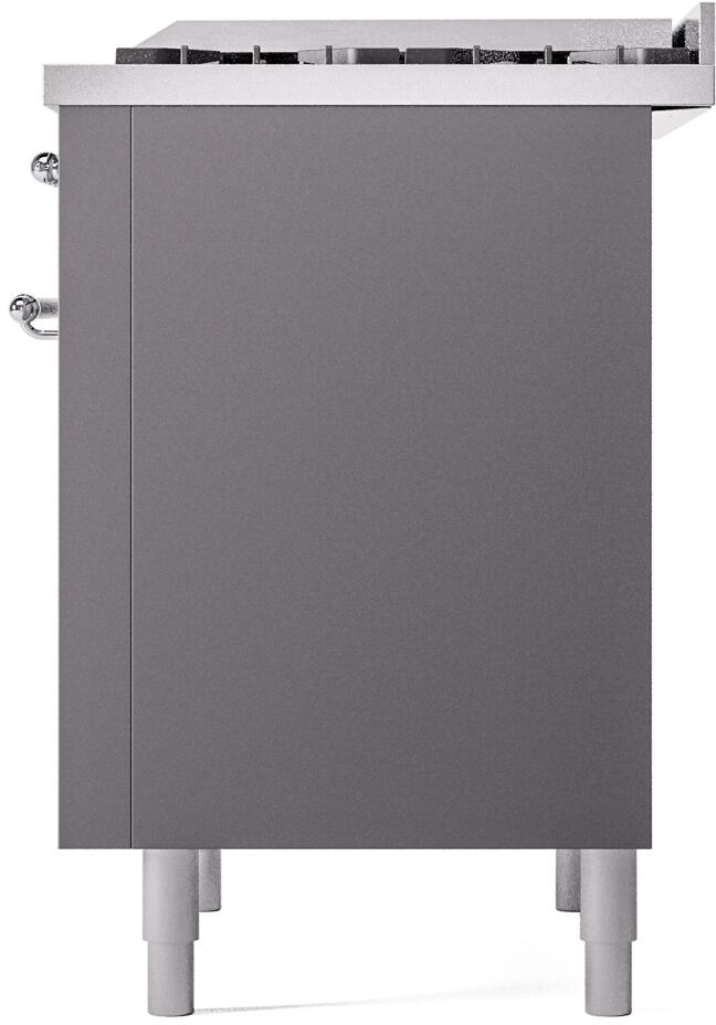 Matte graphite freestanding range rear corner panel with vented top and legs