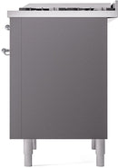 ILVE Nostalgie II 36-Inch Freestanding Natural Gas Dual Fuel Range in Matte Graphite with Chrome Trim (UP36FNMPMGC)
