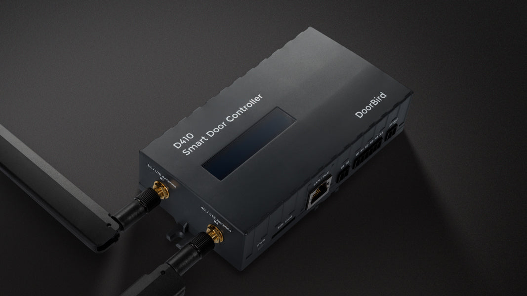 DoorBird Smart Door Controller LTE/4G I/O device with side cable connectors