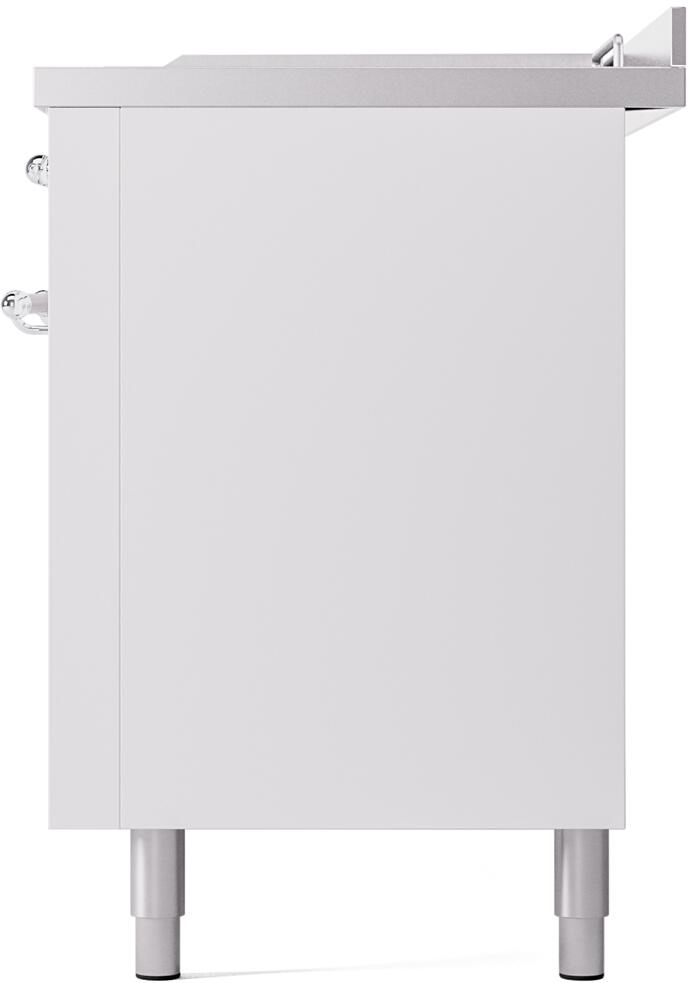White range side panel with chrome handle and raised chrome-finished legs