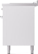 ILVE Nostalgie II 60-Inch Propane Gas Dual Fuel Range with 7 Burners, Griddle, & French Top with Triple Glass Door Oven in White with Chrome Trim (UP60FSNMPWHCLP)