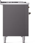 ILVE Nostalgie II 48-Inch Freestanding Natural Gas Dual Fuel Range in Matte Graphite with Bronze Trim (UP48FNMPMGB)