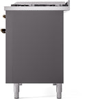 ILVE Nostalgie II 48-Inch Freestanding Natural Gas Dual Fuel Range in Matte Graphite with Bronze Trim (UP48FNMPMGB)