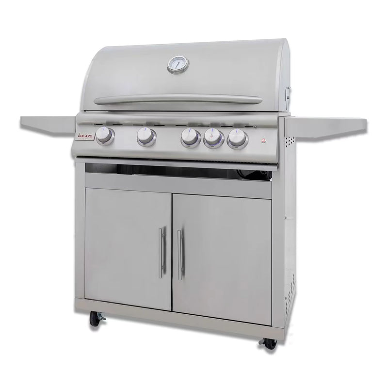 Blaze Grill Package - Premium LTE 32-Inch 4-Burner Built-In Liquid Propane Grill, and  Grill Cart in Stainless Steel