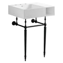 Kingston Brass Aurelius 24" Solid Surface Console Sink with Brass Legs (8-Inch, 3-Hole), Matte White/Matte Black (KVPB3248SQA0)