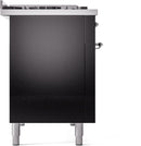 ILVE Nostalgie II 48-Inch Freestanding Natural Gas Dual Fuel Range in Glossy Black with Chrome Trim (UP48FNMPBKC)