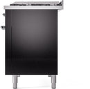 ILVE Nostalgie II 48-Inch Freestanding Natural Gas Dual Fuel Range in Glossy Black with Chrome Trim (UP48FNMPBKC)