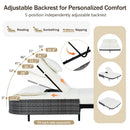 Parrot Uncle Outdoor Patio Rattan Daybed with 5-Position Adjustable Backrest, Removable Cushions & Pillows for Garden, Backyard, Poolside