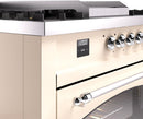 ILVE Nostalgie II 60-Inch Propane Gas Dual Fuel Range with 7 Burners, Griddle, & French Top with Triple Glass Door Oven in Antique White with Chrome Trim (UP60FSNMPAWCLP)