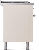 ILVE Nostalgie II 60-Inch Dual Fuel Range with 7 Burners, Griddle, & French Top with Triple Glass Door Oven in Antique White with Chrome Trim (UP60FSNMPAWC)
