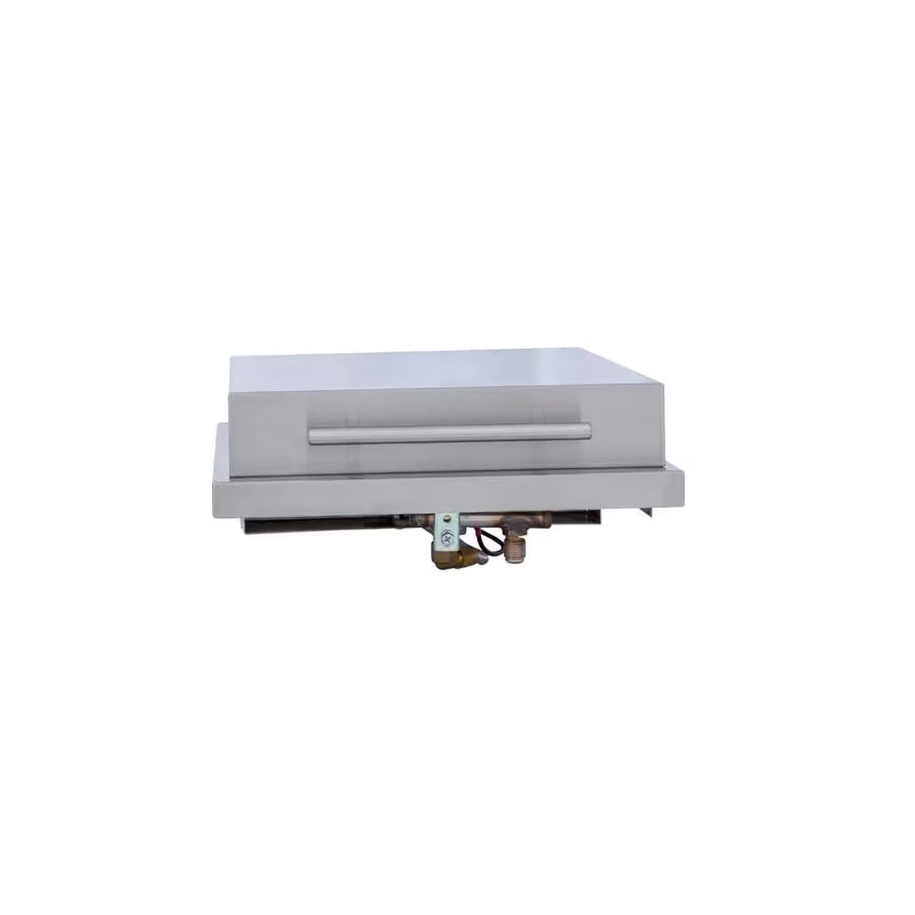 Drop-in propane side burner with open cover and side control connection