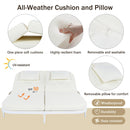 Parrot Uncle Outdoor Patio Rattan Daybed with 5-Position Adjustable Backrest, Removable Cushions & Pillows for Garden, Backyard, Poolside