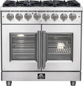 Forno Massimo 36-Inch 5.36 Cu. Ft. Freestanding French Door Dual Fuel Range with 6 Burners in Stainless Steel (FFSGS6325-36)