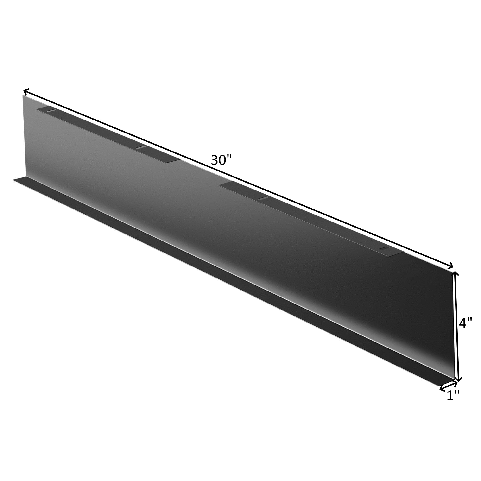 Black vent cover plate for slant range hood, 30 in wide with stepped edge