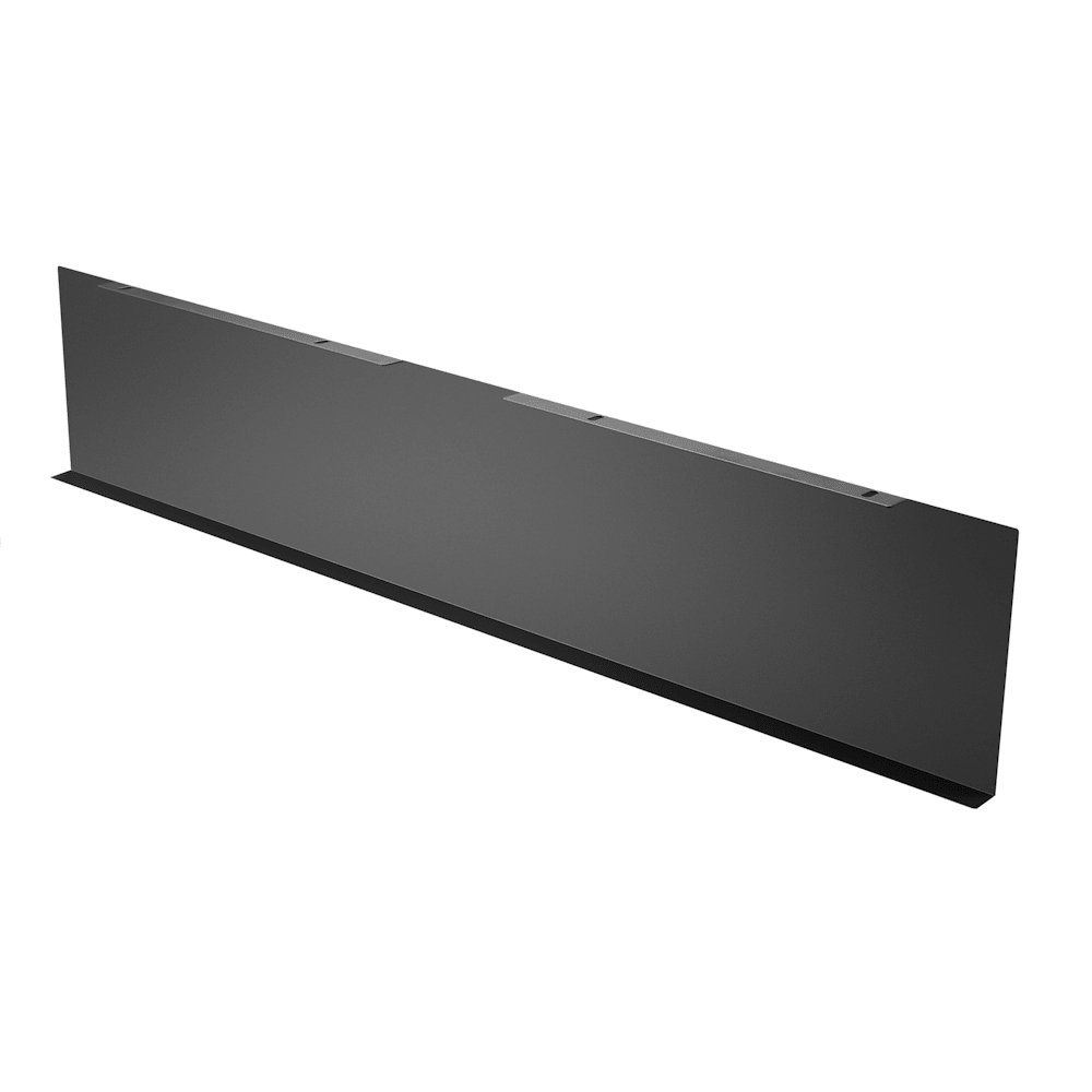 Black decorative vent plate, 36 in long, smooth panel with recessed slot details