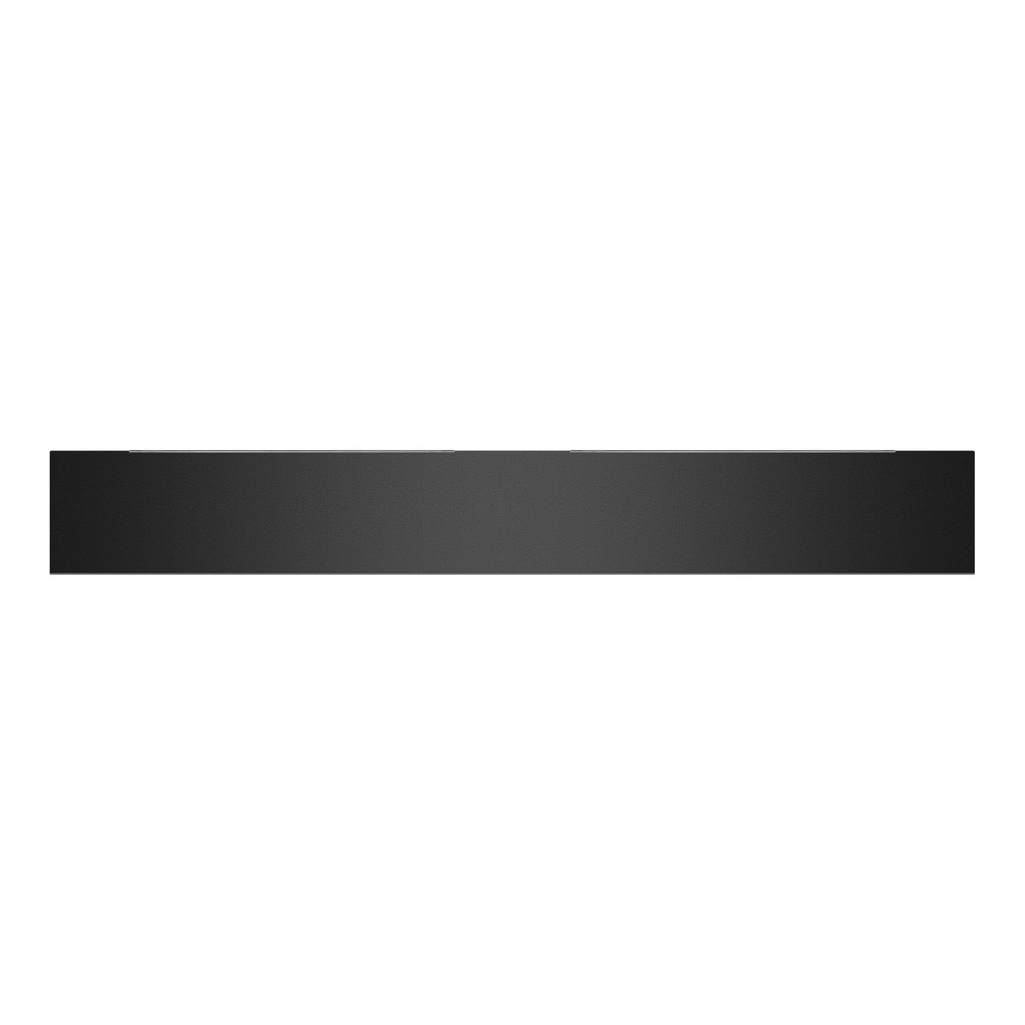 Black decorative vent plate strip with a smooth finish and long narrow cut line