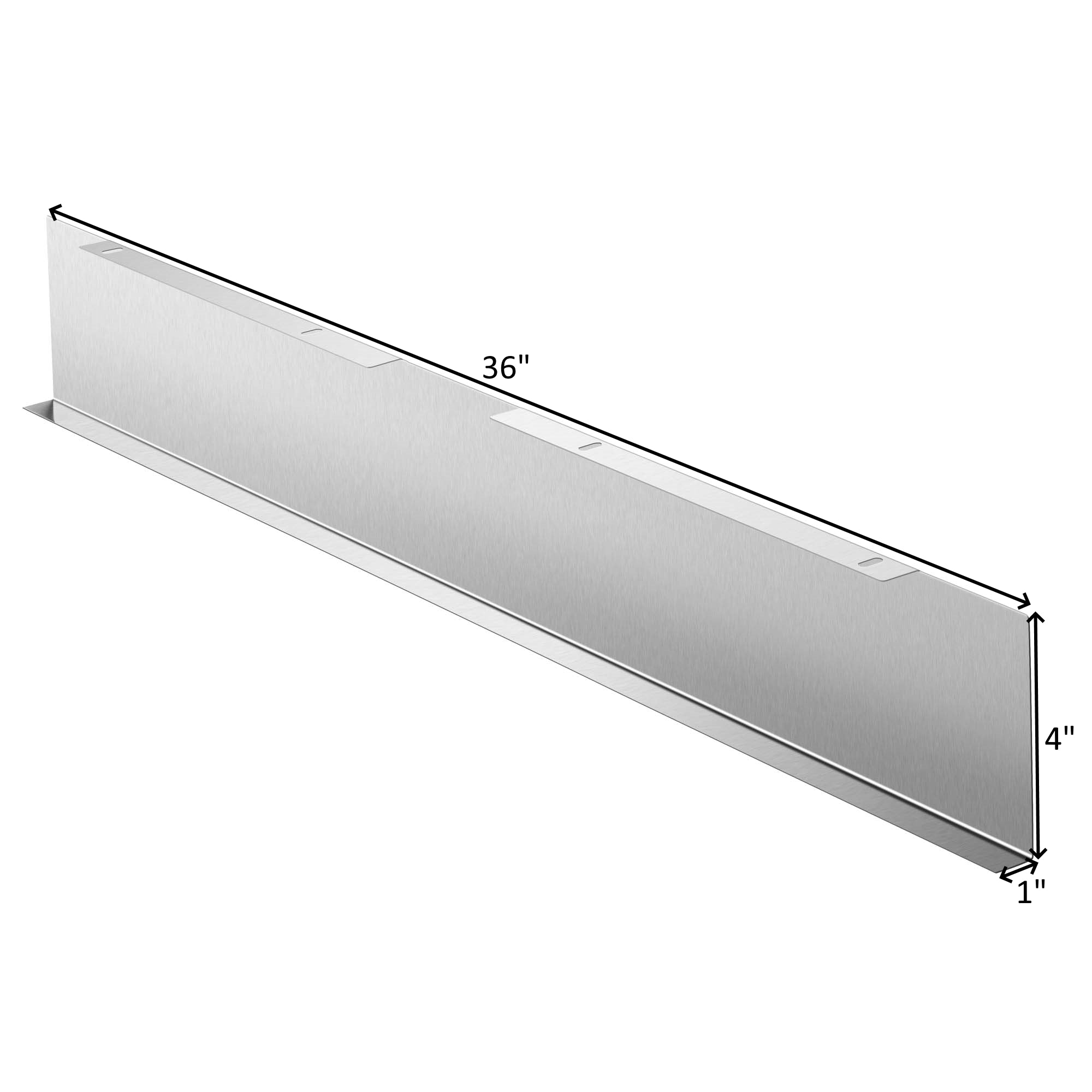 Stainless steel decorative vent plate, 36 in long; 4 in high and 1 in deep