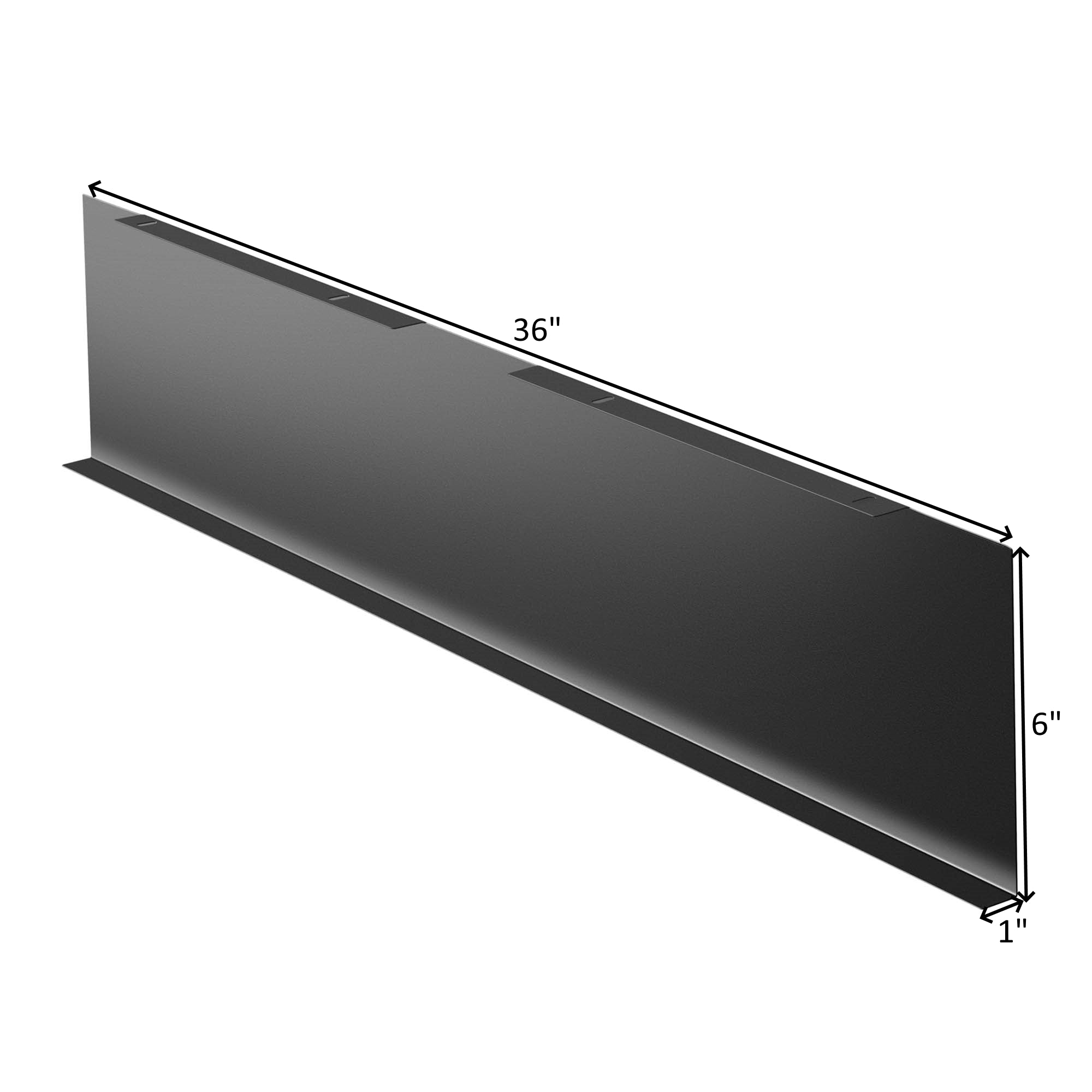 Black decorative vent plate for slant vent, 36 in x 6 in, slim rectangular