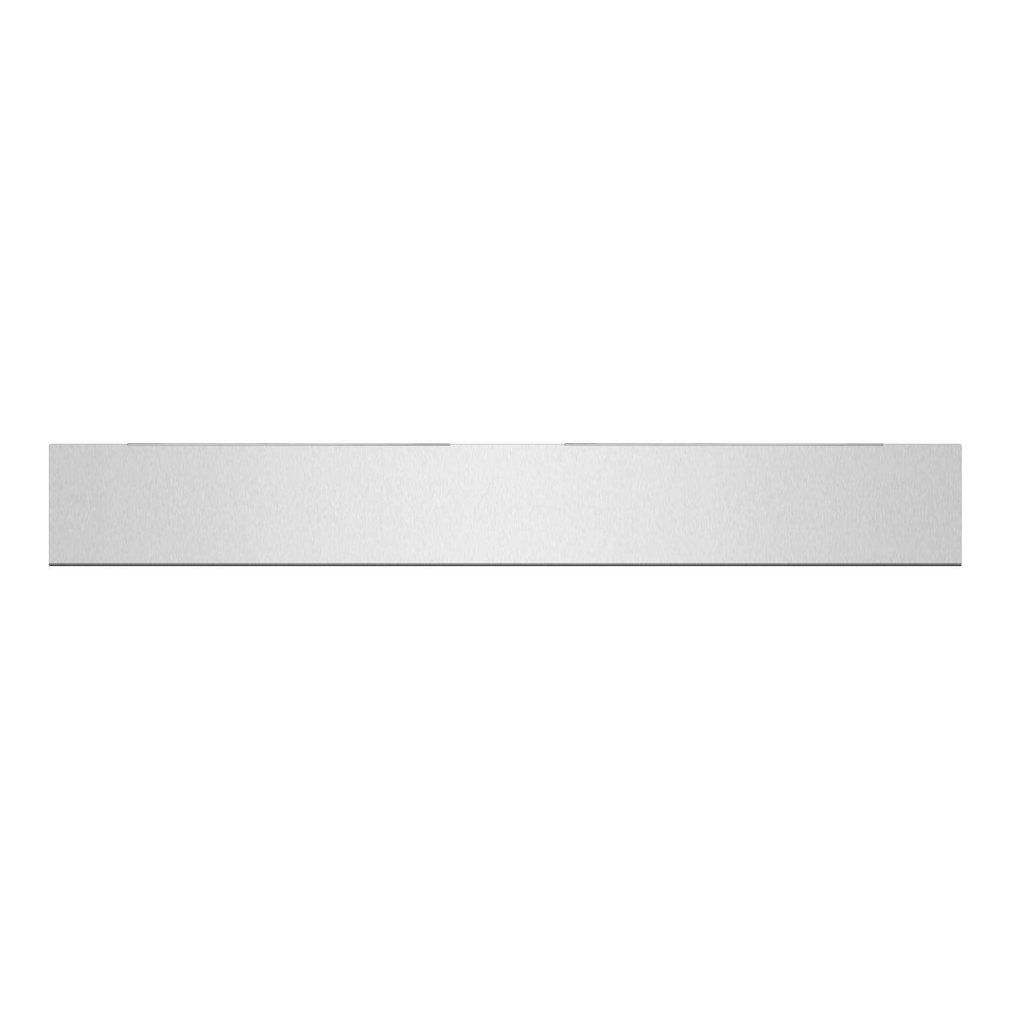 Silver decorative vent plate strip with smooth finish and long narrow cut line