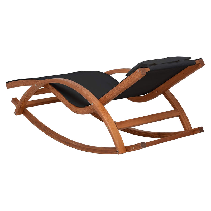 Deko Living Outdoor Cedar Wood Patio Lounge Chair with Black Textilene Fabric (COP20206BLK)