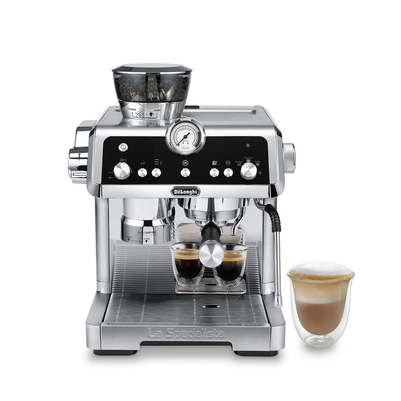 De'Longhi Package - La Specialista Prestigo Sensor Grinding, Milk Frothing Espresso Machine with Hot & Cold Glass Set