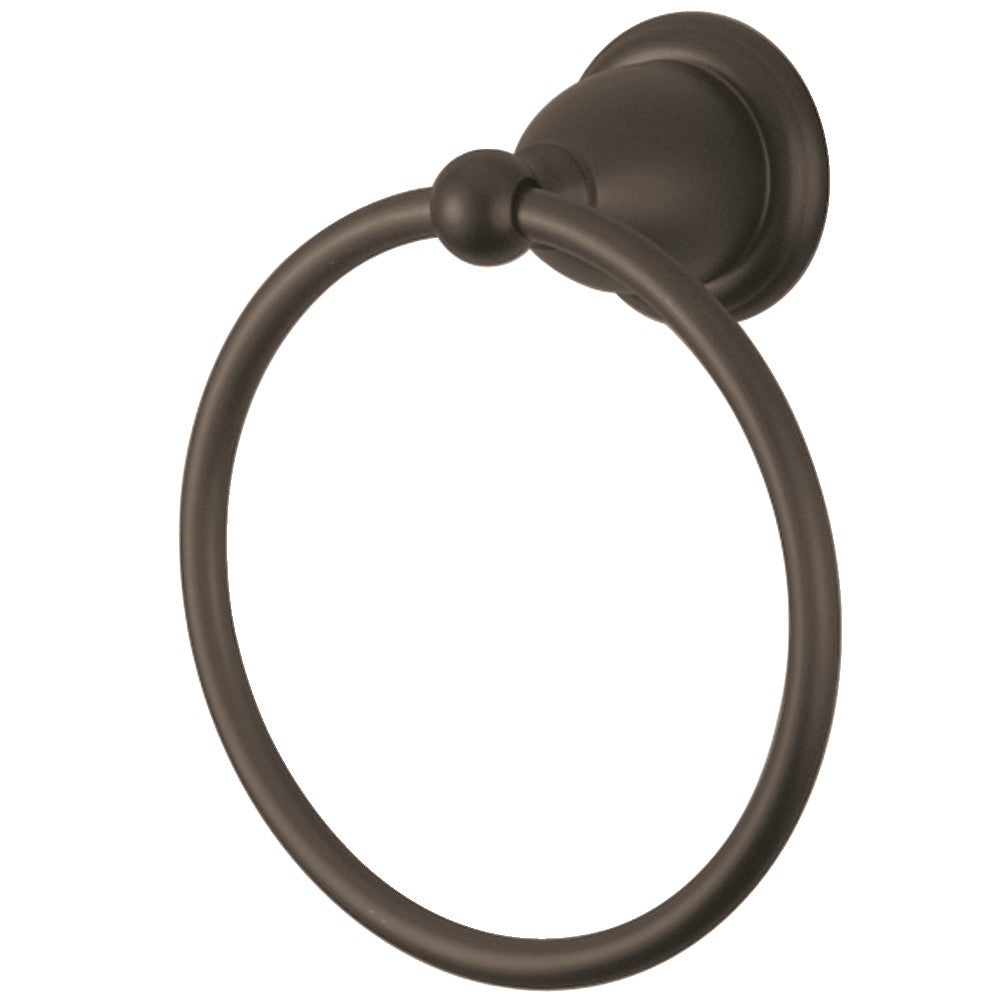 Oil rubbed bronze towel ring with round wall mount, 6 in.