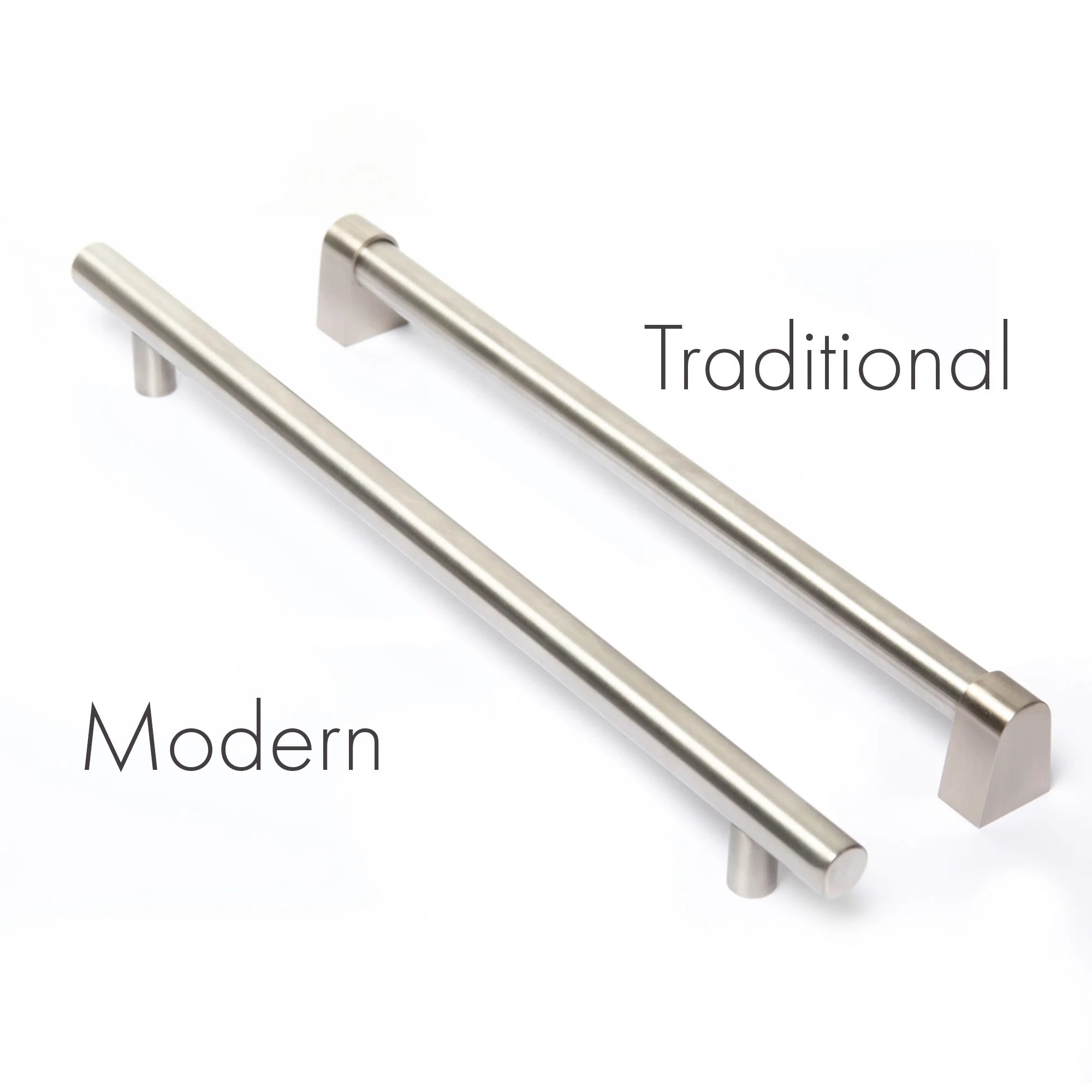 Two traditional dishwasher handle styles in oil-rubbed bronze finish