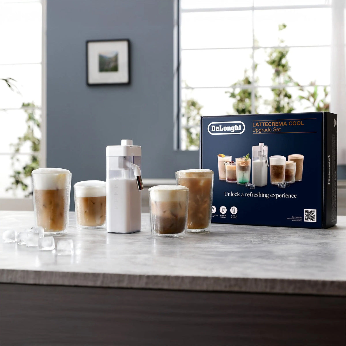 White accessory and clear cups with LatteCream Cool upgrade set product box