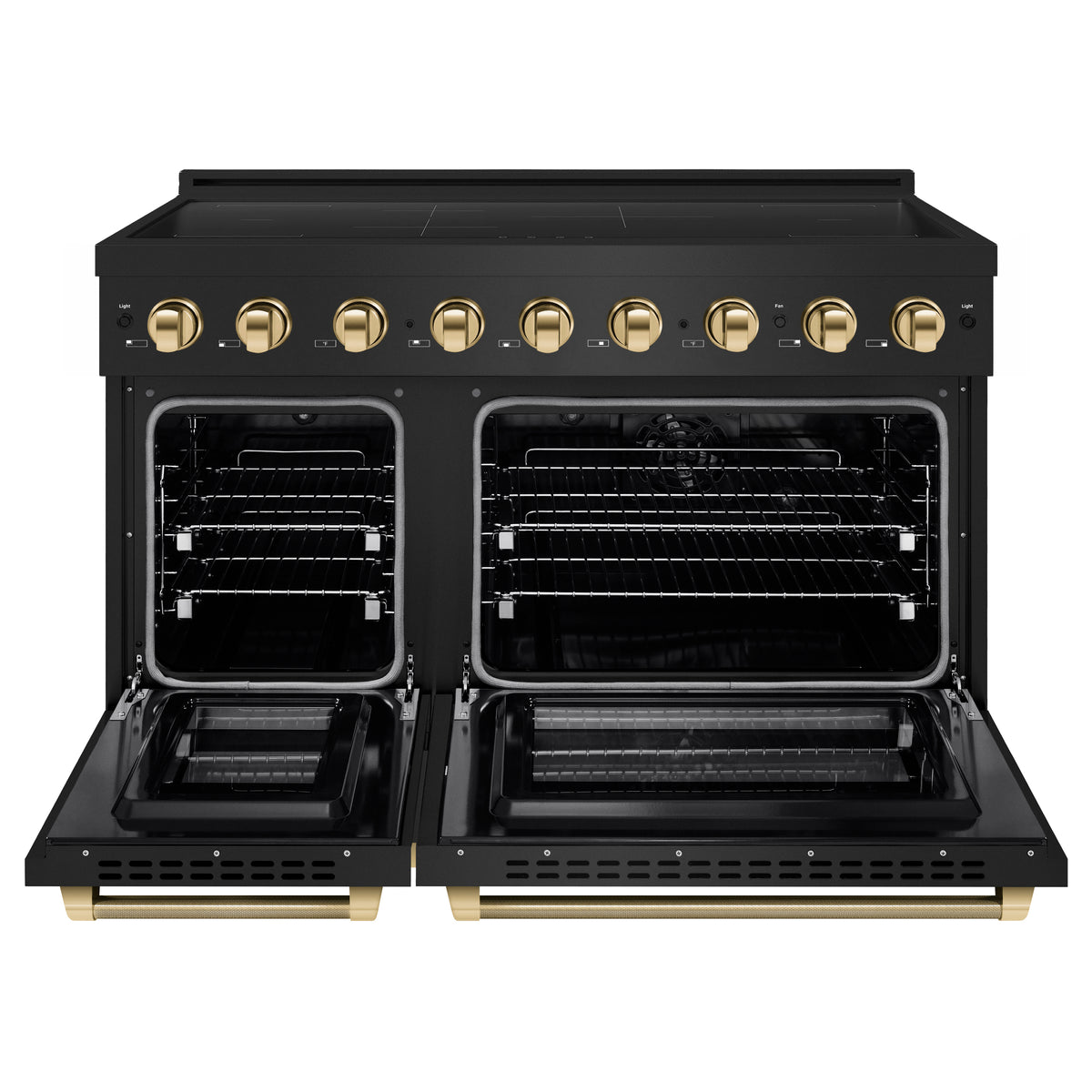 ZLINE 48-Inch Paramount Induction Range SINRBZ-48-KG front with oven doors open