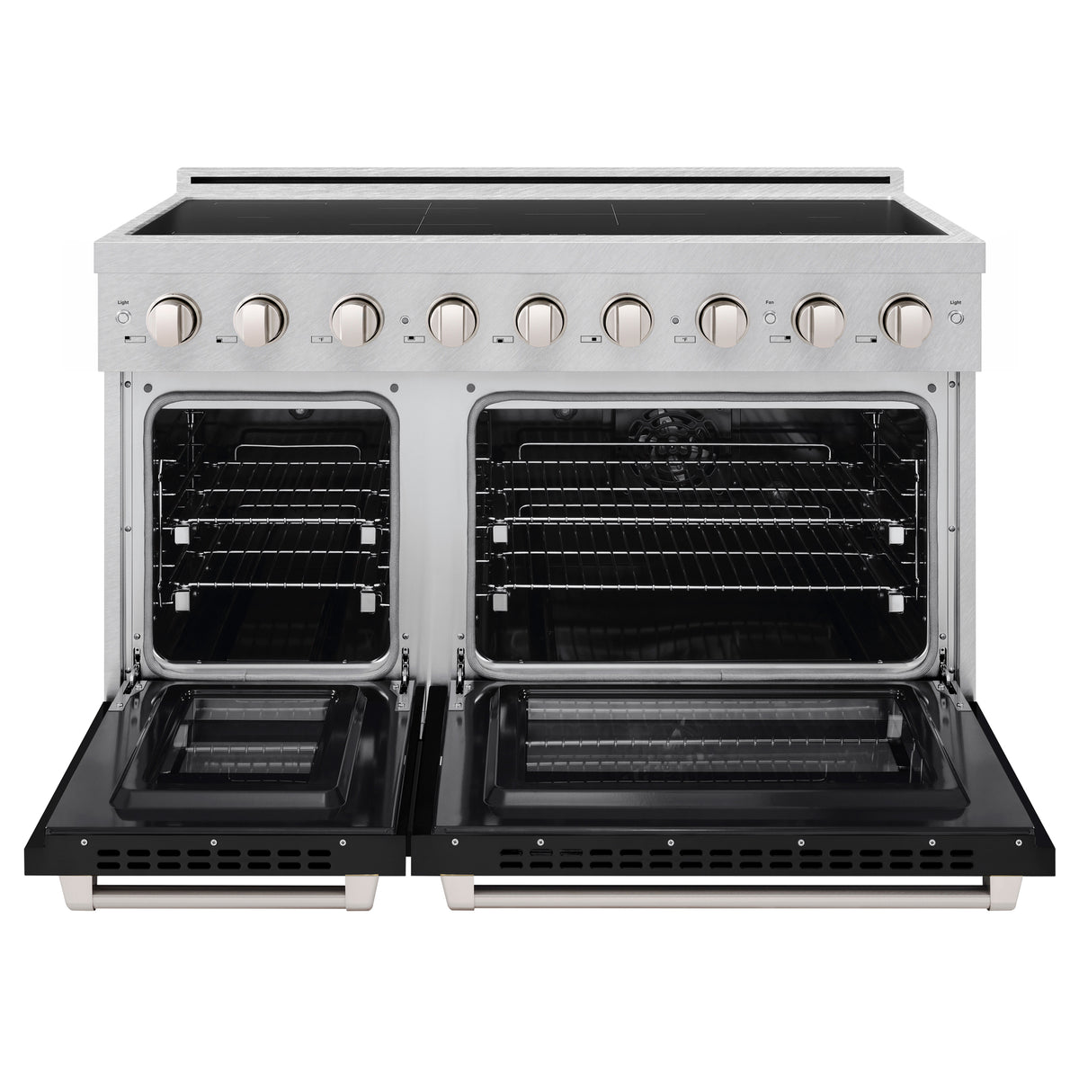 ZLINE 48-Inch Paramount Induction Range SINRS-BLM-48 front with oven doors open