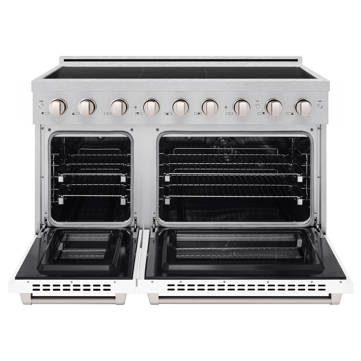 ZLINE 48-Inch Paramount Induction Range SINRS-WM-48 front with oven doors open