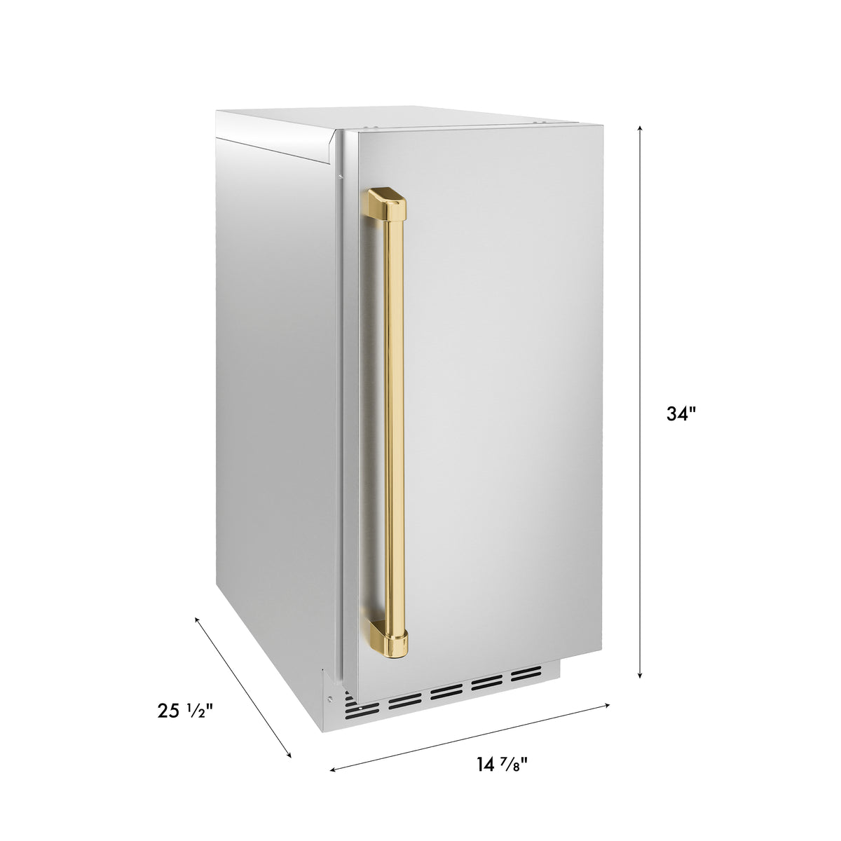 Dimension drawing for the ZLINE Autograph Edition 15-Inch Touchstone Nugget Ice Maker (INGDZ-ST-15-G)