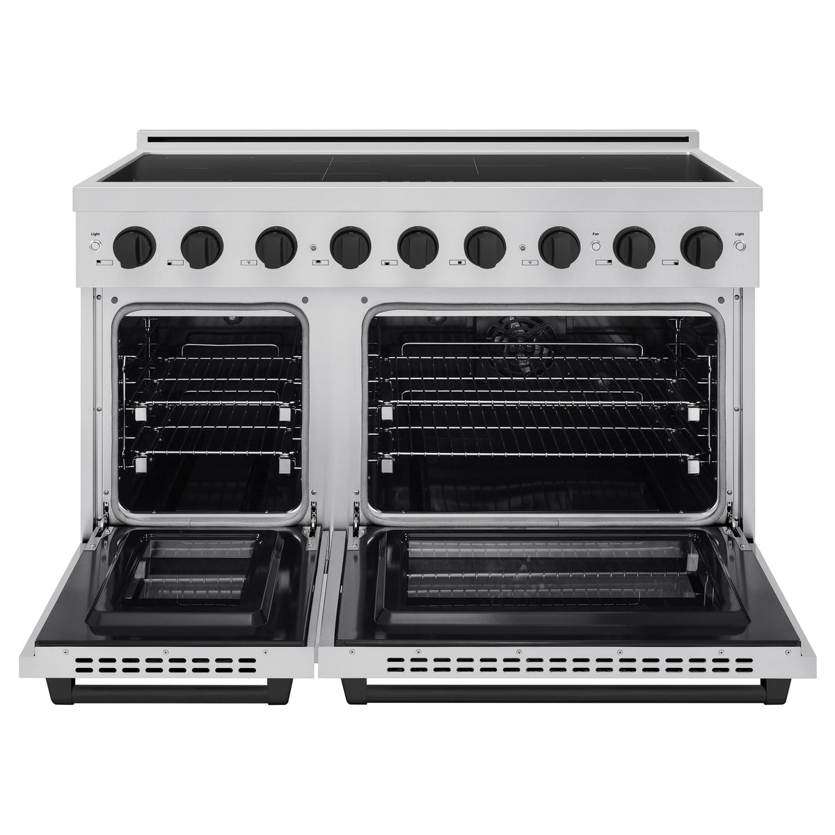 ZLINE 48-Inch Paramount Induction Range SINRZ-48-MB front with oven doors open