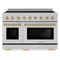 ZLINE Autograph Edition 48-Inch Paramount Induction Range with 7 Element Cooktop and 6.7 Cu. Ft. Electric Double Oven in Satin Stainless Steel with Champagne Bronze Accents (SINRSZ-48-CB)