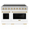 ZLINE Autograph Edition 48-Inch Paramount Induction Range with 7 Element Cooktop and 6.7 Cu. Ft. Electric Double Oven in Satin Stainless Steel with White Matte Doors and Champagne Bronze Accents (SINRSZ-WM-48-CB)