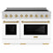ZLINE Autograph Edition 48-Inch Paramount Induction Range with 7 Element Cooktop and 6.7 Cu. Ft. Electric Double Oven in Stainless Steel with White Matte Doors and Champagne Bronze Accents (SINRZ-WM-48-CB)