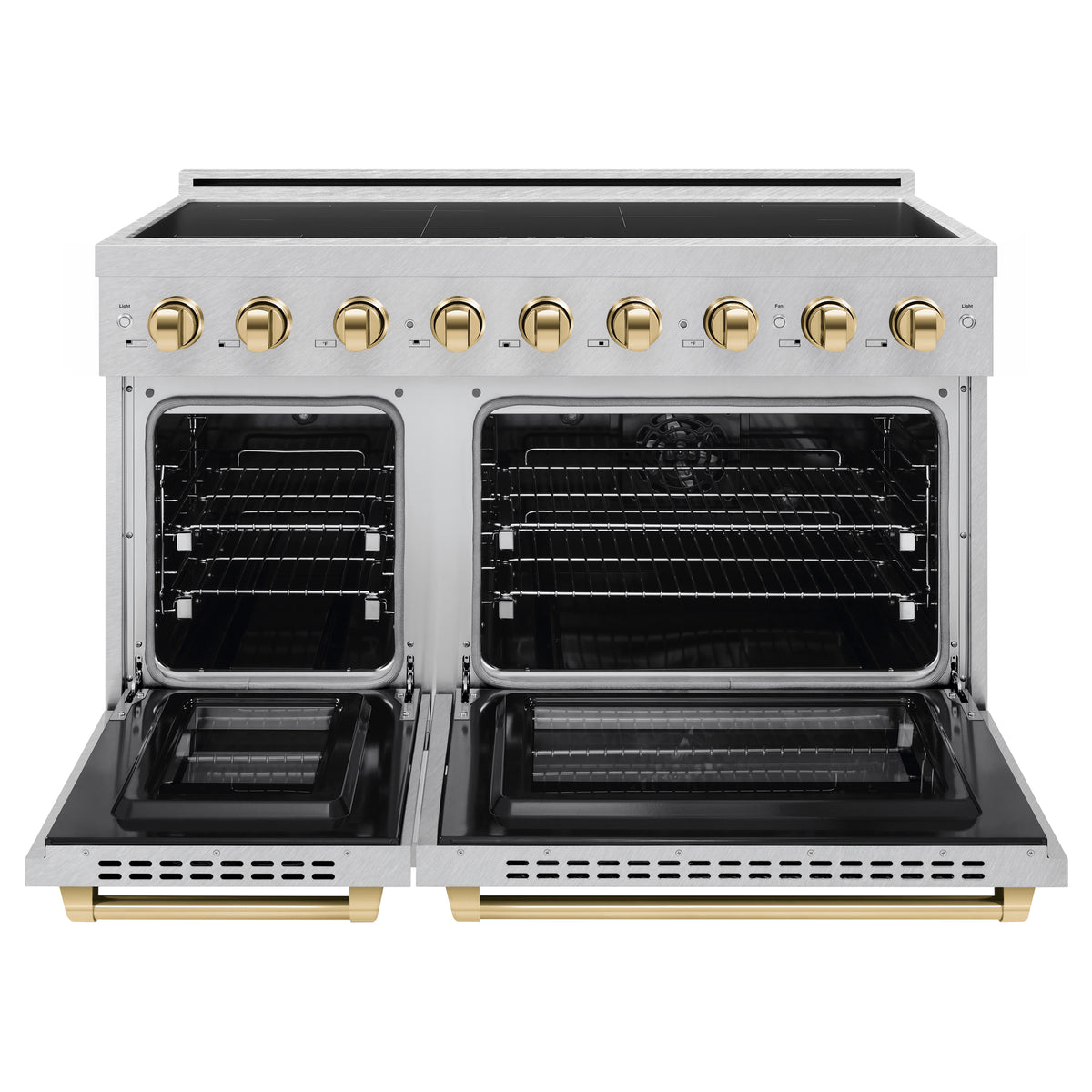 ZLINE 48-Inch Paramount Induction Range SINRSZ-48-G front with oven doors open