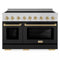 ZLINE Autograph Edition 48-Inch Paramount Induction Range with 7 Element Cooktop and 6.7 Cu. Ft. Electric Double Oven in Stainless Steel with Black Matte Doors and Champagne Bronze Accents (SINRZ-BLM-48-CB)