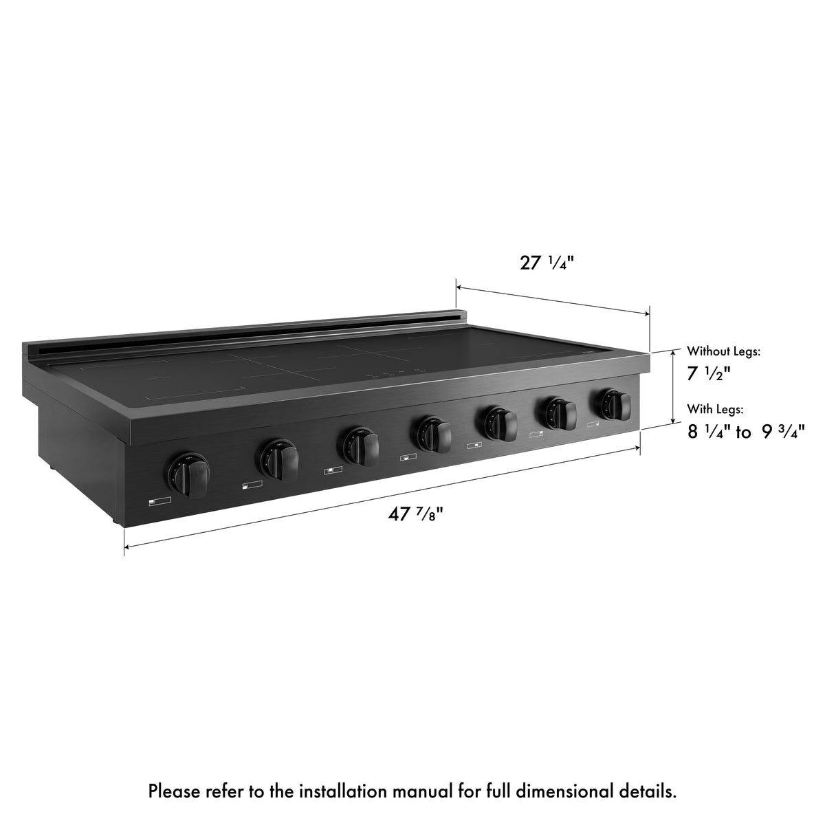 ZLINE 48-Inch Paramount Induction Rangetop SINRTB-48 dimensional diagram
