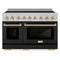 ZLINE Autograph Edition 48-Inch Paramount Induction Range with 7 Element Cooktop and 6.7 Cu. Ft. Electric Double Oven in Satin Stainless Steel with Black Matte Doors and Polished Gold Accents (SINRSZ-BLM48-G)