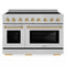 ZLINE Autograph Edition 48-Inch Paramount Induction Range with 7 Element Cooktop and 6.7 Cu. Ft. Electric Double Oven in Satin Stainless Steel with Polished Gold Accents (SINRSZ-48-G)